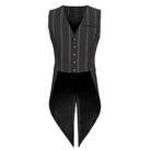 DEVIL FASHION Men's Gothic Stripes Waistcoat Black with Detachable Swallow Tail