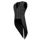 DEVIL FASHION Men's Gothic Stripes Waistcoat Black with Detachable Swallow Tail