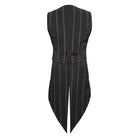 DEVIL FASHION Men's Gothic Stripes Waistcoat Black with Detachable Swallow Tail