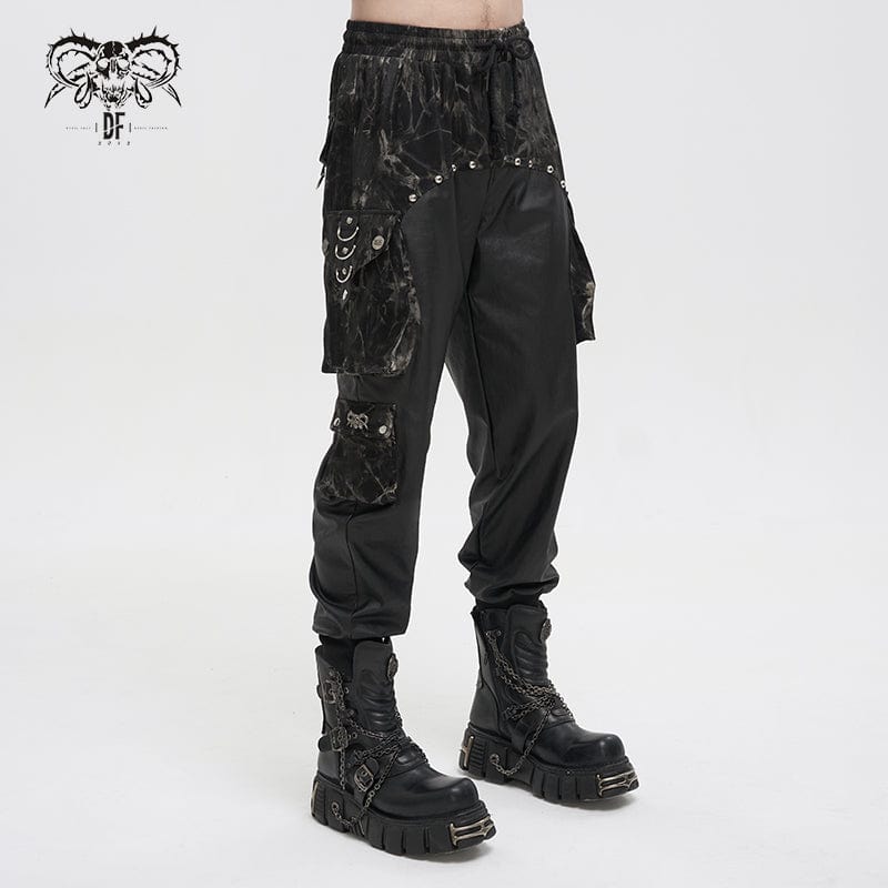 DEVIL FASHION Men's Gothic Tie-dyed Splice Jogger Pants