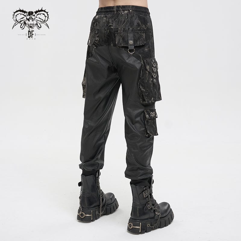 DEVIL FASHION Men's Gothic Tie-dyed Splice Jogger Pants