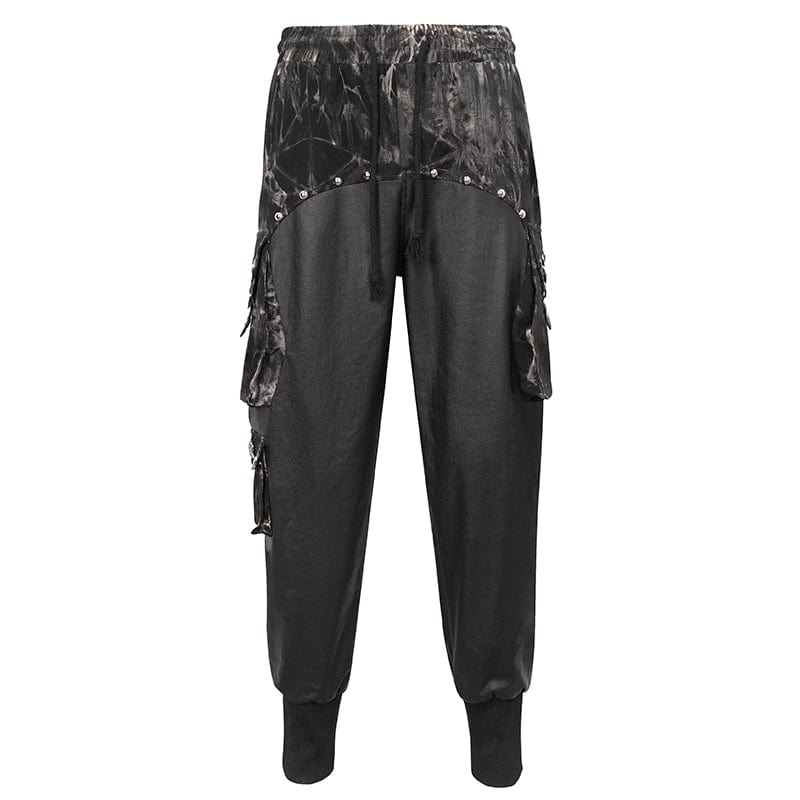 DEVIL FASHION Men's Gothic Tie-dyed Splice Jogger Pants