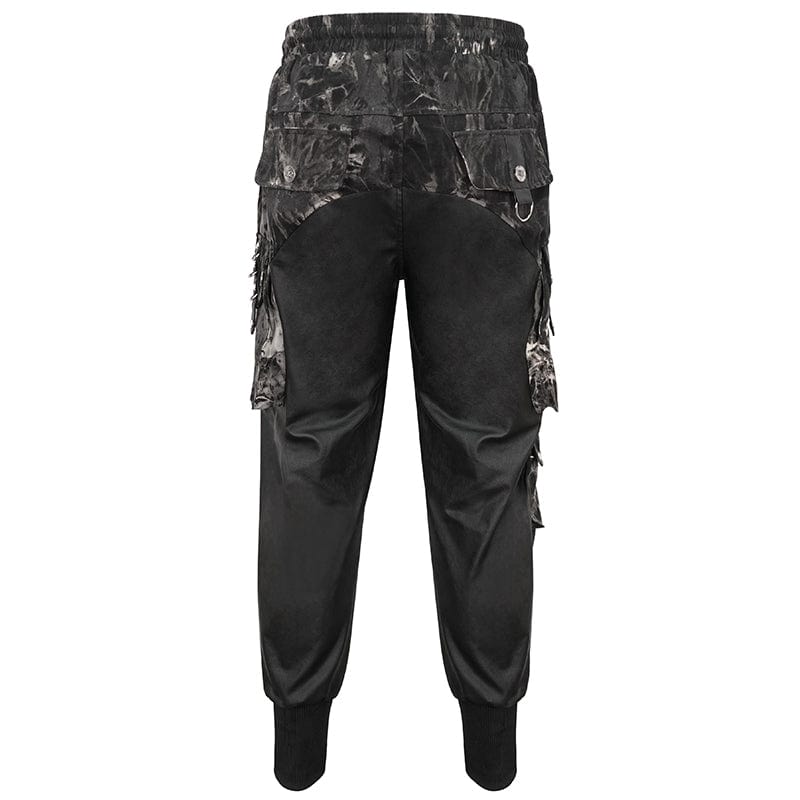 DEVIL FASHION Men's Gothic Tie-dyed Splice Jogger Pants