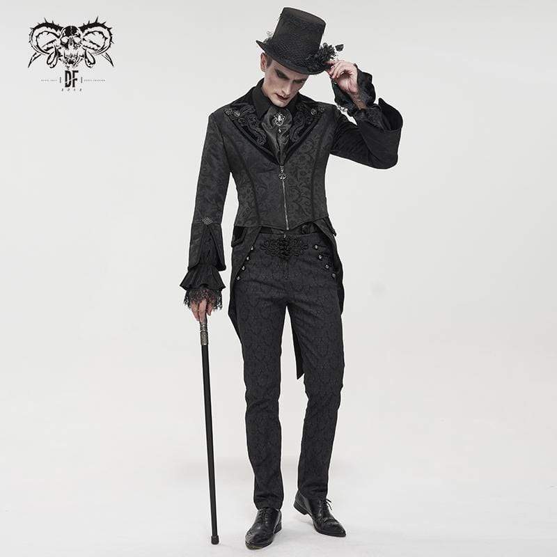 DEVIL FASHION Men's Gothic Toned Horn Sleeved Swallow-tailed Coat