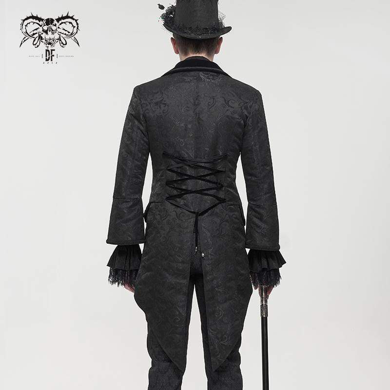 DEVIL FASHION Men's Gothic Toned Horn Sleeved Swallow-tailed Coat