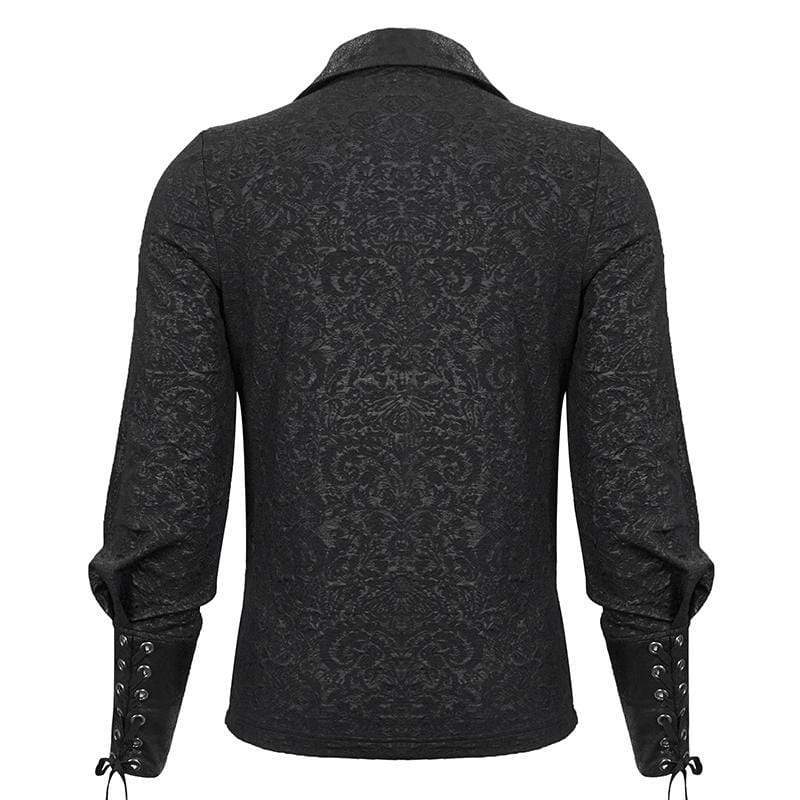 DEVIL FASHION Men's Gothic Turn-down Collar Strappy Shirt