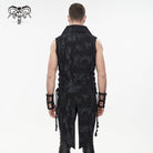DEVIL FASHION Men's Gothic Turn-down Collar Swallow-tailed Buckles Vest