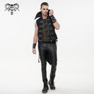 DEVIL FASHION Men's Gothic Turn-down Collar Swallow-tailed Buckles Vest