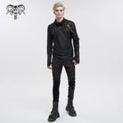DEVIL FASHION Men's Gothic Turtleneck Mesh Splice Irregular Shirt