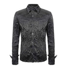 Men's Gothic Vintage Drape Faux Leather Black Shirt