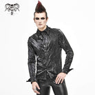 Men's Gothic Vintage Drape Faux Leather Black Shirt