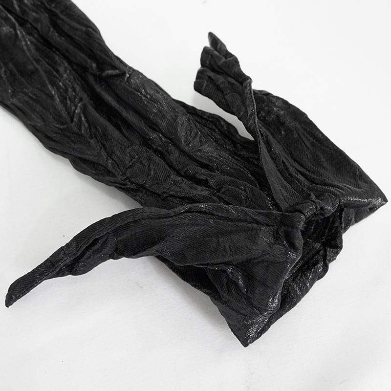 Men's Gothic Vintage Drape Faux Leather Black Shirt