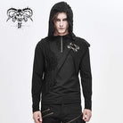 DEVIL FASHION Men's Grunge Punk Long Sleeved Cutout Tassel Hoodies