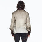 DEVIL FASHION Men's Leather Trimmed Goth Punk Shirt