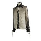 DEVIL FASHION Men's Leather Trimmed Goth Punk Shirt