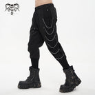 DEVIL FASHION Men's Punk Big-pocket Chains Jogger Pants