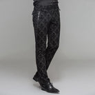 DEVIL FASHION Men's Punk Brocade Trousers With Criss Cross Lacing