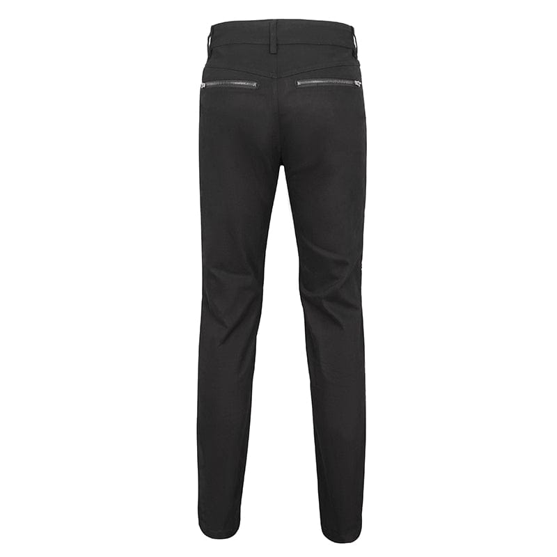 DEVIL FASHION Men's Punk Buckle Splice Pants