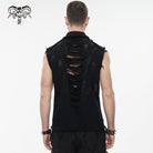 DEVIL FASHION Men's Punk Distressed Ripped Unedged Vest