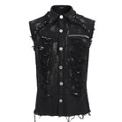DEVIL FASHION Men's Punk Distressed Ripped Unedged Vest