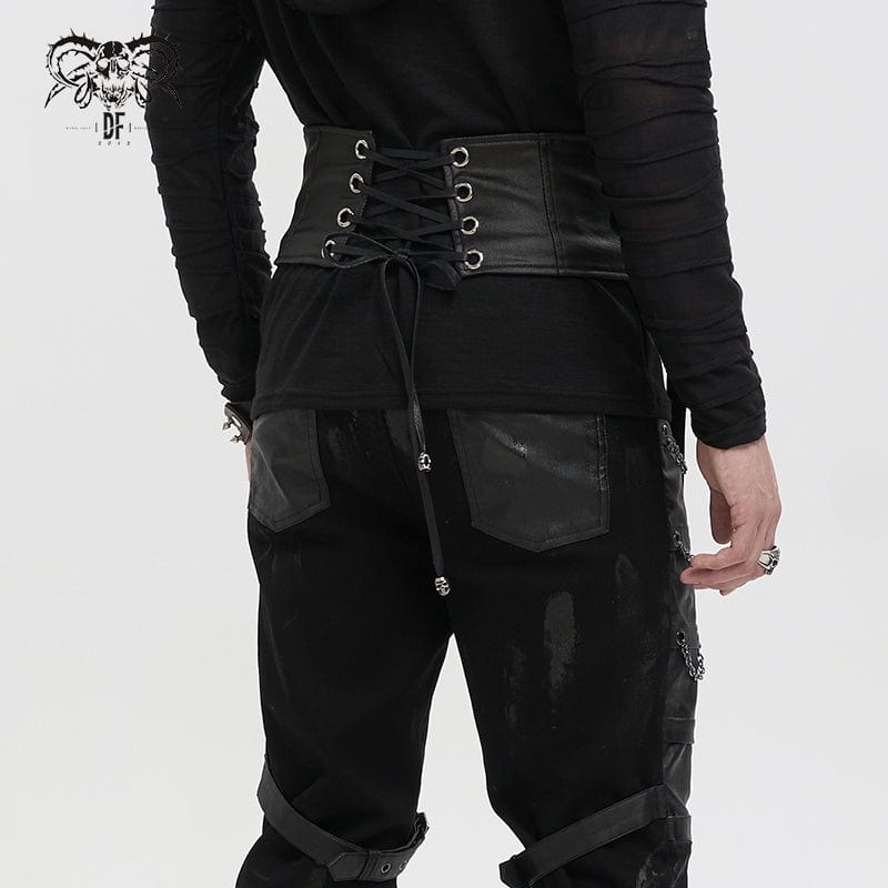 DEVIL FASHION Men's Punk Eyelet Buckles Decussate Belt