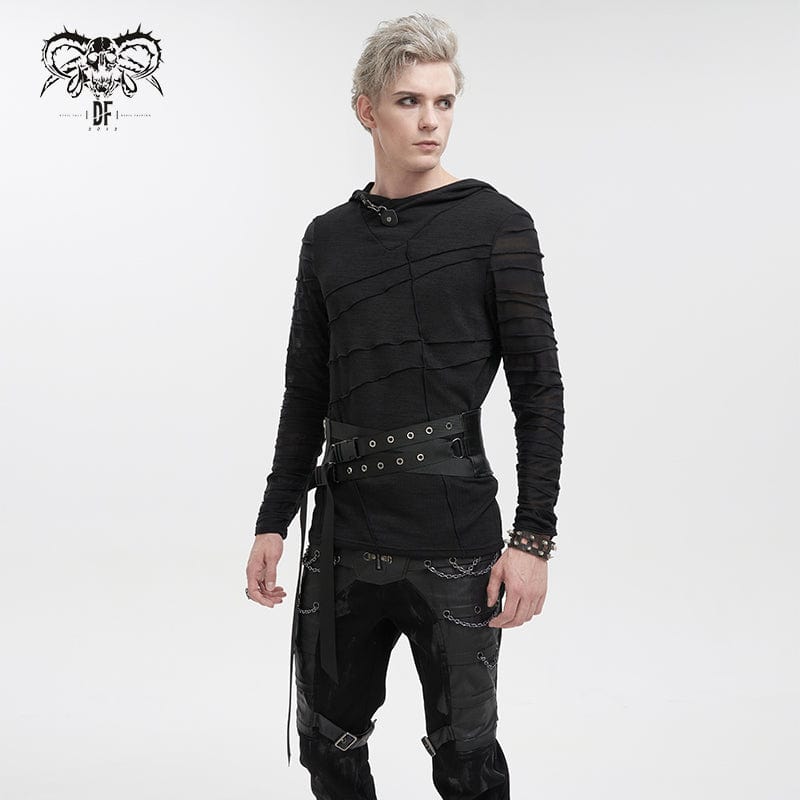 DEVIL FASHION Men's Punk Eyelet Buckles Decussate Belt