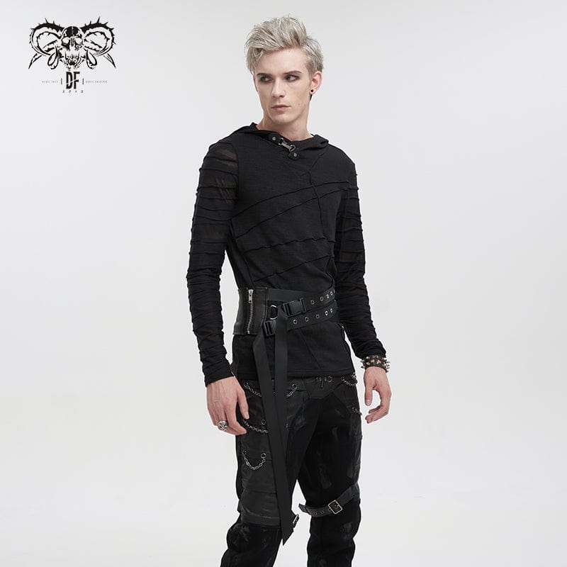 DEVIL FASHION Men's Punk Eyelet Buckles Decussate Belt