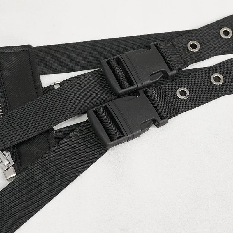 DEVIL FASHION Men's Punk Eyelet Buckles Decussate Belt