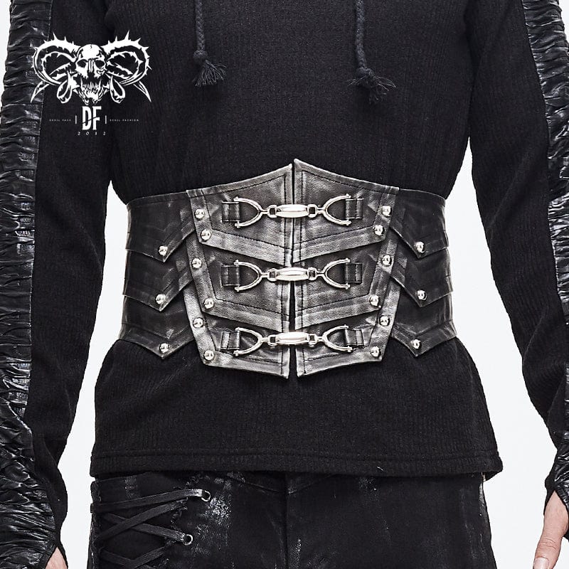 DEVIL FASHION Men's Punk Faux Leather Rivers Belt