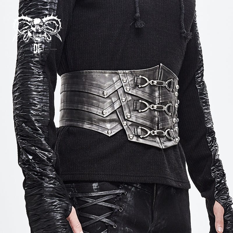 DEVIL FASHION Men's Punk Faux Leather Rivers Belt