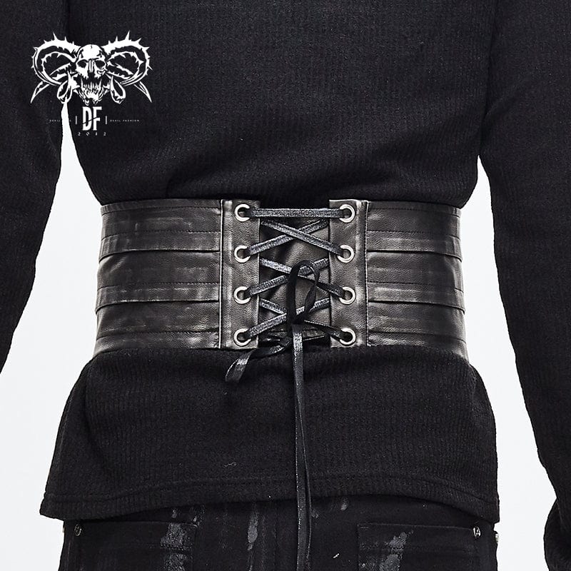 DEVIL FASHION Men's Punk Faux Leather Rivers Belt