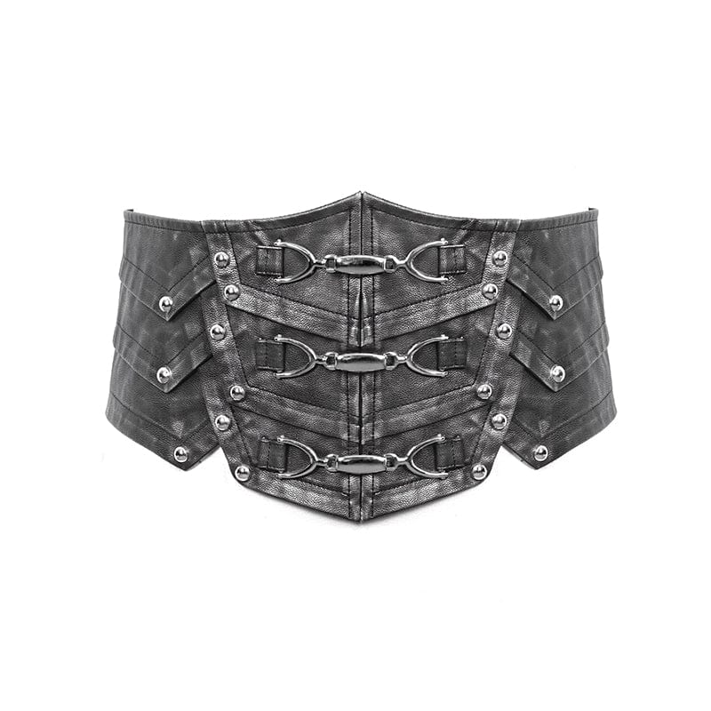 DEVIL FASHION Men's Punk Faux Leather Rivers Belt