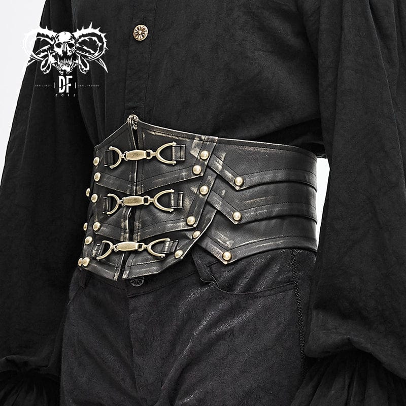 DEVIL FASHION Men's Punk Faux Leather Rivers Belt