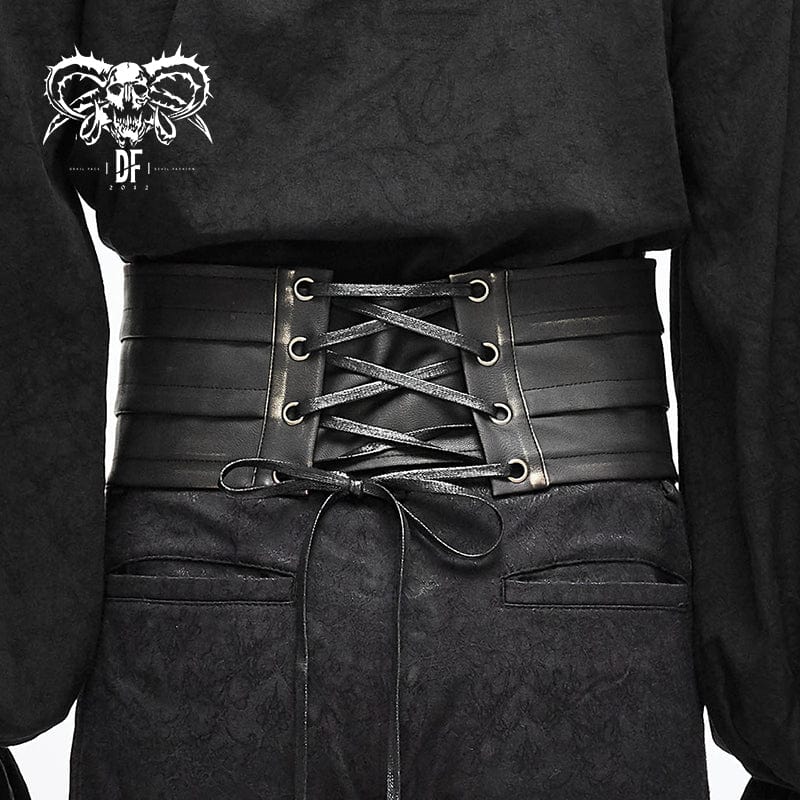 DEVIL FASHION Men's Punk Faux Leather Rivers Belt