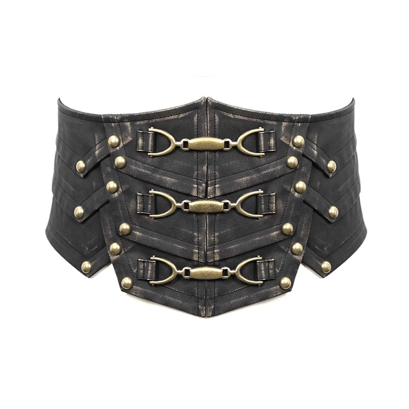 DEVIL FASHION Men's Punk Faux Leather Rivers Belt