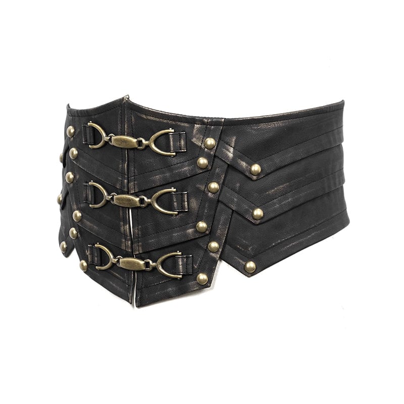 DEVIL FASHION Men's Punk Faux Leather Rivers Belt