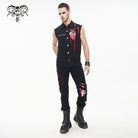 DEVIL FASHION Men's Punk Heart Printed Ripped Unedged Vest