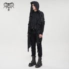 DEVIL FASHION Men's Punk Irregular Ripped Coat with Hood