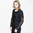 DEVIL FASHION Men's Punk Mesh and Distressed Rip T Shirt