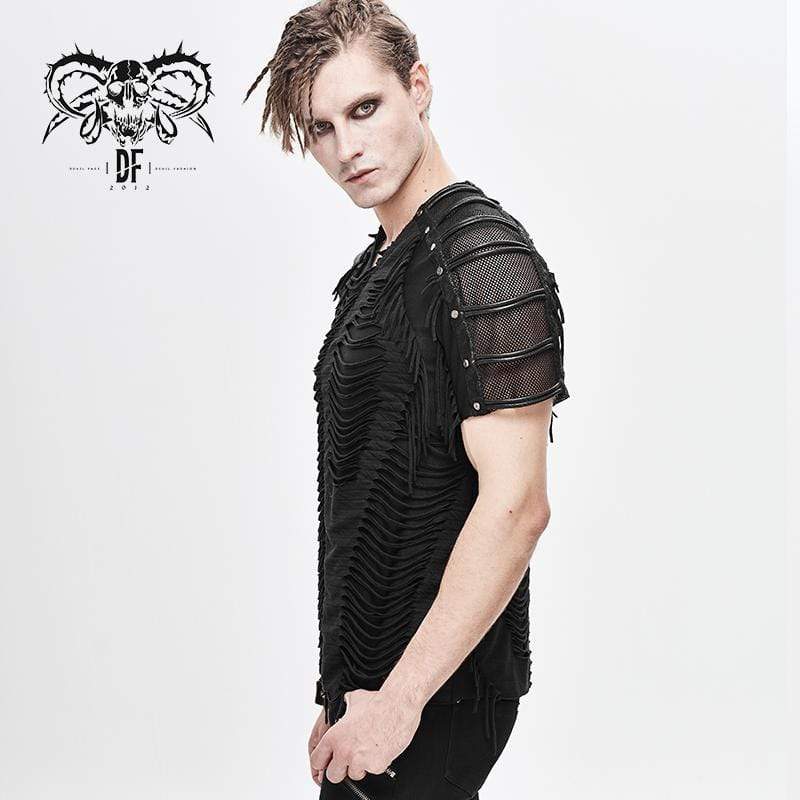Men's Punk Ripped Mesh T-shirts