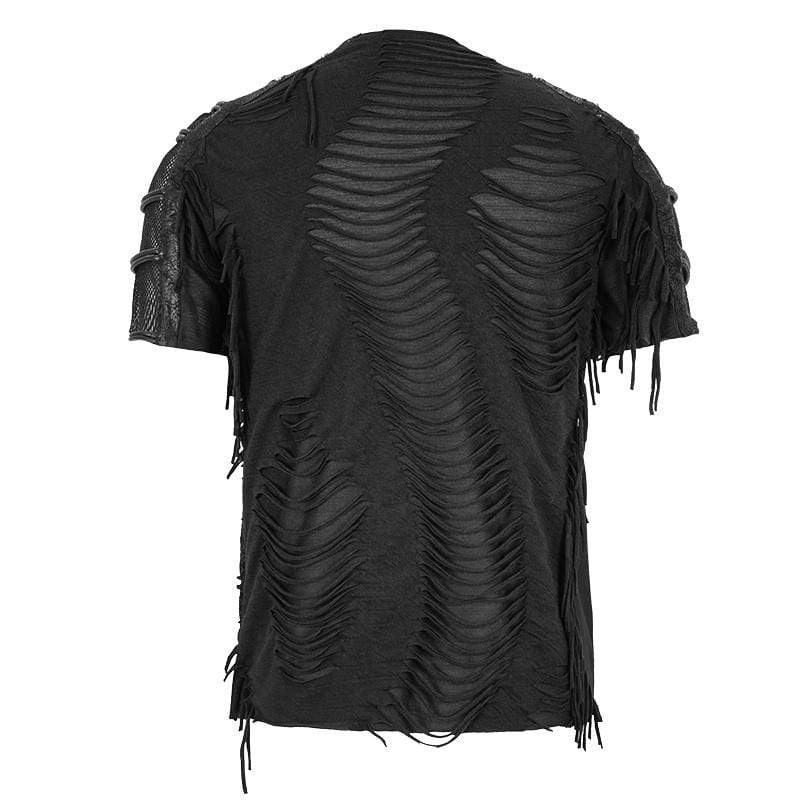 Men's Punk Ripped Mesh T-shirts