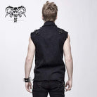Men's Punk Rivets Ripped Denim Waistcoat