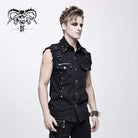 Men's Punk Rivets Ripped Denim Waistcoat