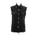 Men's Punk Rivets Ripped Denim Waistcoat