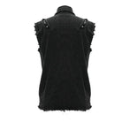 Men's Punk Rivets Ripped Denim Waistcoat