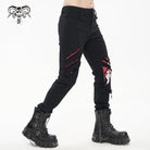 DEVIL FASHION Men's Punk Skeleton Printed Ripped Pants