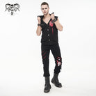 DEVIL FASHION Men's Punk Skeleton Printed Ripped Pants