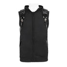 DEVIL FASHION Men's Punk Skull Faux Leather Splice Vest with Hood