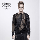 DEVIL FASHION Men's Punk Skull Ripped Long Sleeved Tops