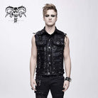 Men's Punk Skull Rivets Ripped Waistcoat